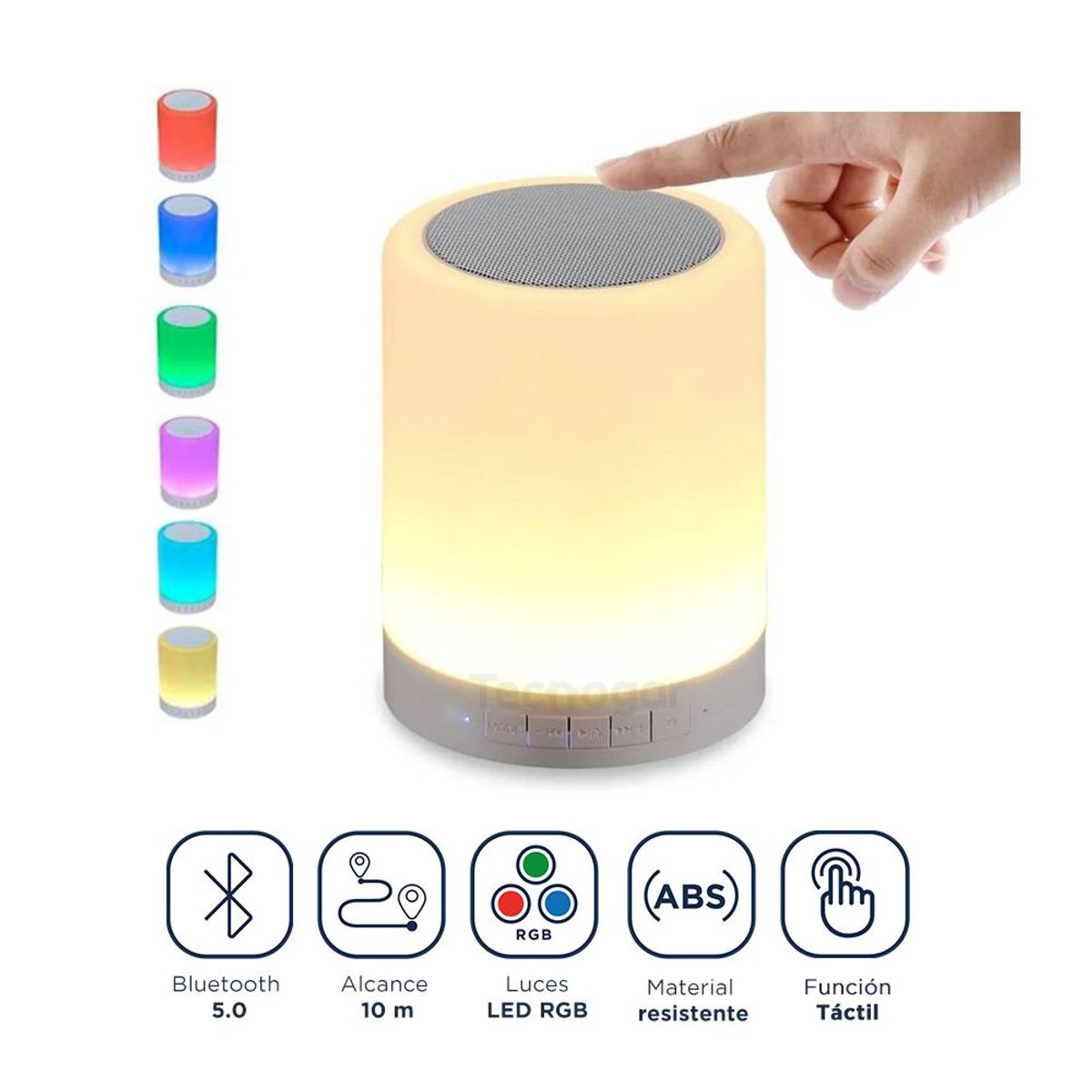 OEM - Parlante Bluetooth Touch 2 en 1 con Luces LED Multicolor con Carga USB