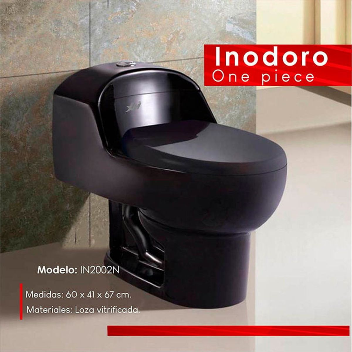 GENERICO - INODORO ONE PIECE NEGRO TANQUE BAJO