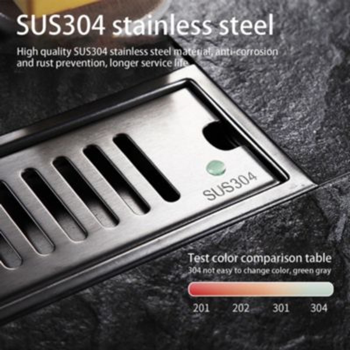 PUREPOWER - Rejilla De Cubierta Drenaje Piso Ducha Acero Inoxid 10×20cm