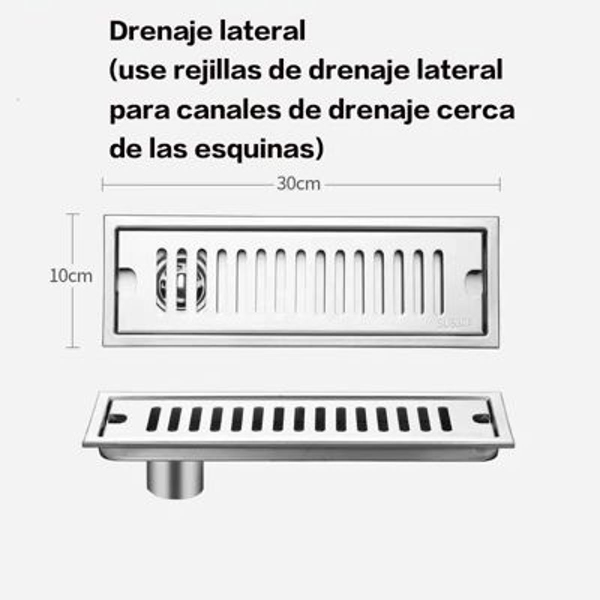 PUREPOWER - Rejilla De Cubierta Drenaje Piso Ducha Acero Inoxid 10×30cm