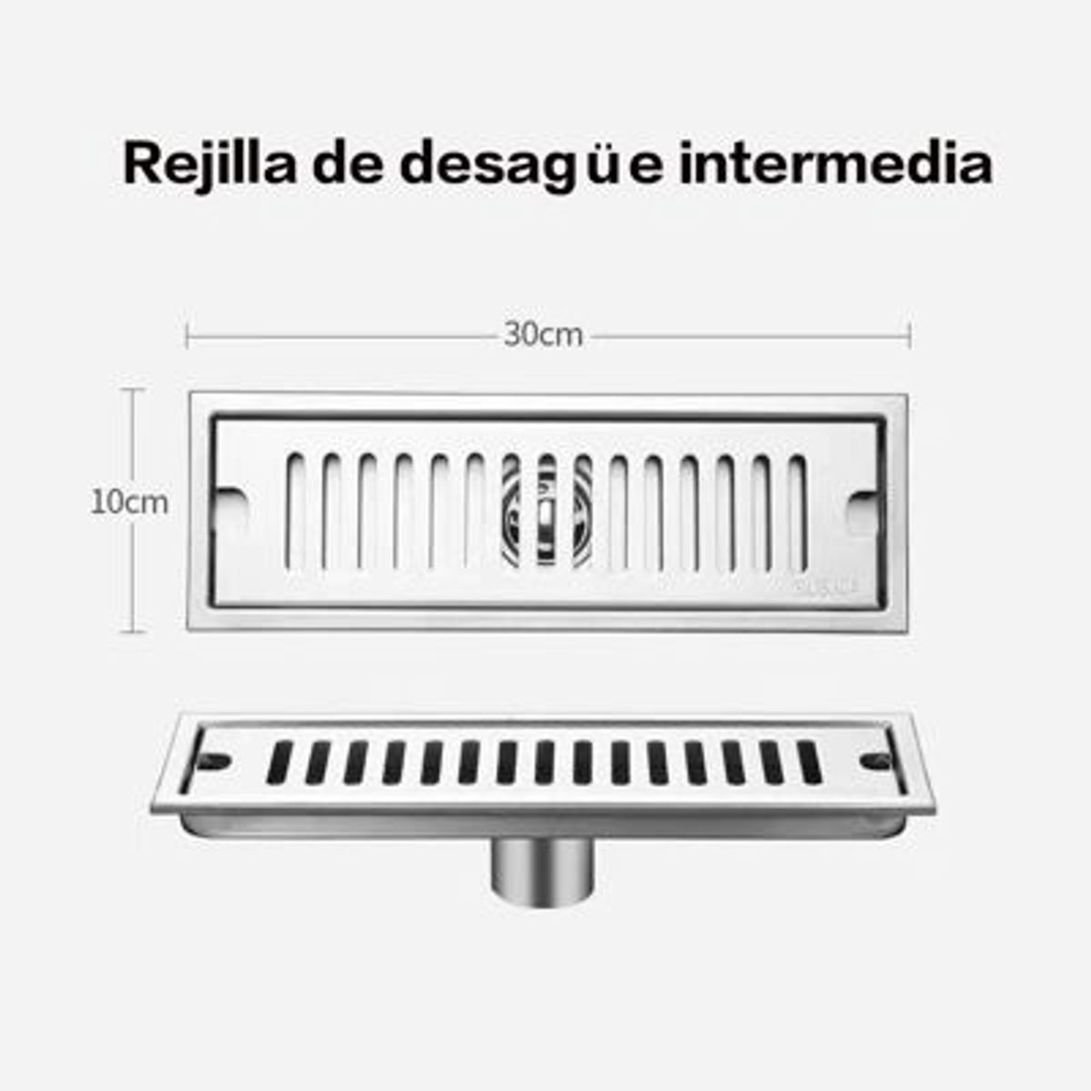 PUREPOWER - Rejilla De Cubierta Drenaje Piso Ducha Acero Inoxid 10×30cm