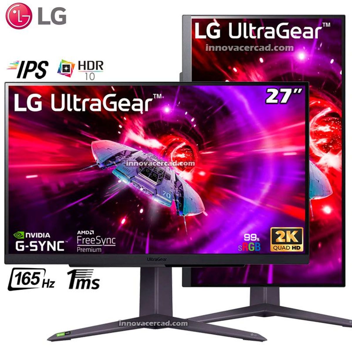 LG - Monitor LG 27GR75Q-B Ultragear 27 IPS 2K 165hz 1ms HDR10 G-Sync.