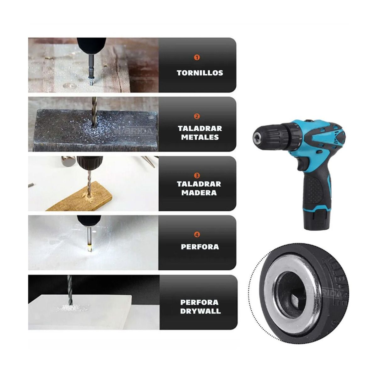 GENERICO - TALADRO ATORNILLADOR INALAMBRICO 12V +2 BATERÍAS + 21 ACCESORIOS