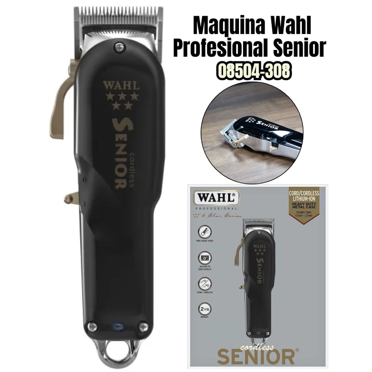 WAHL - Maquina Profesional Wahl de Cortar Cabello Senior 08504-308
