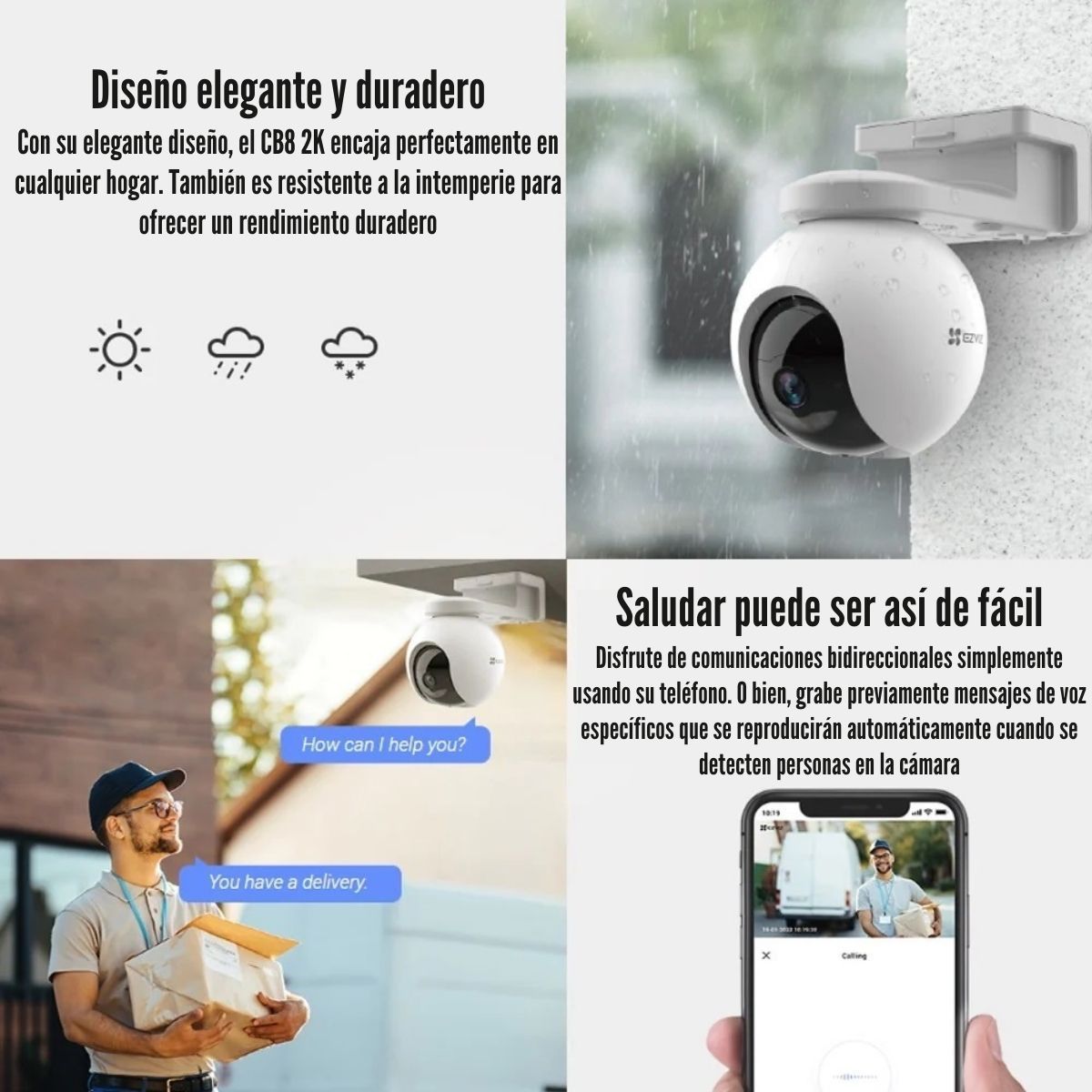 EZVIZ - EZVIZ - Cámara IP CB8 2K 3MP con Batería Recargable 210 Días - Blanco