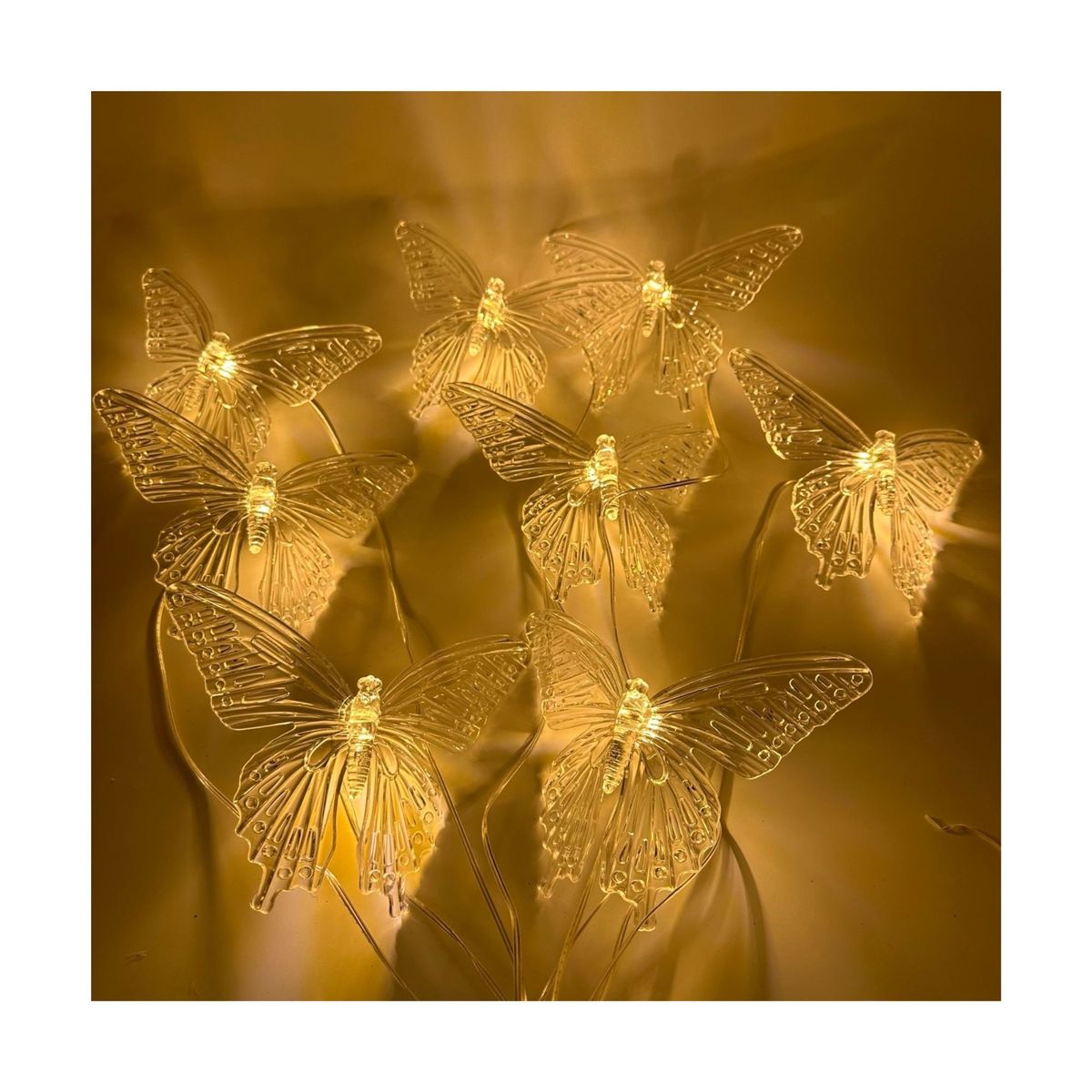 FLORIPA - Colgante De 8 Mariposas Con Luces Led Blanco Cálido Cv927Col Floripa