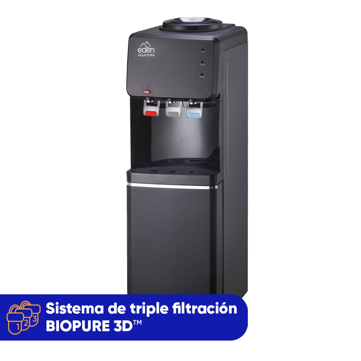 EDEN - Purificador Dispensador Pedestal 3 etapas Edén Onyx Negro