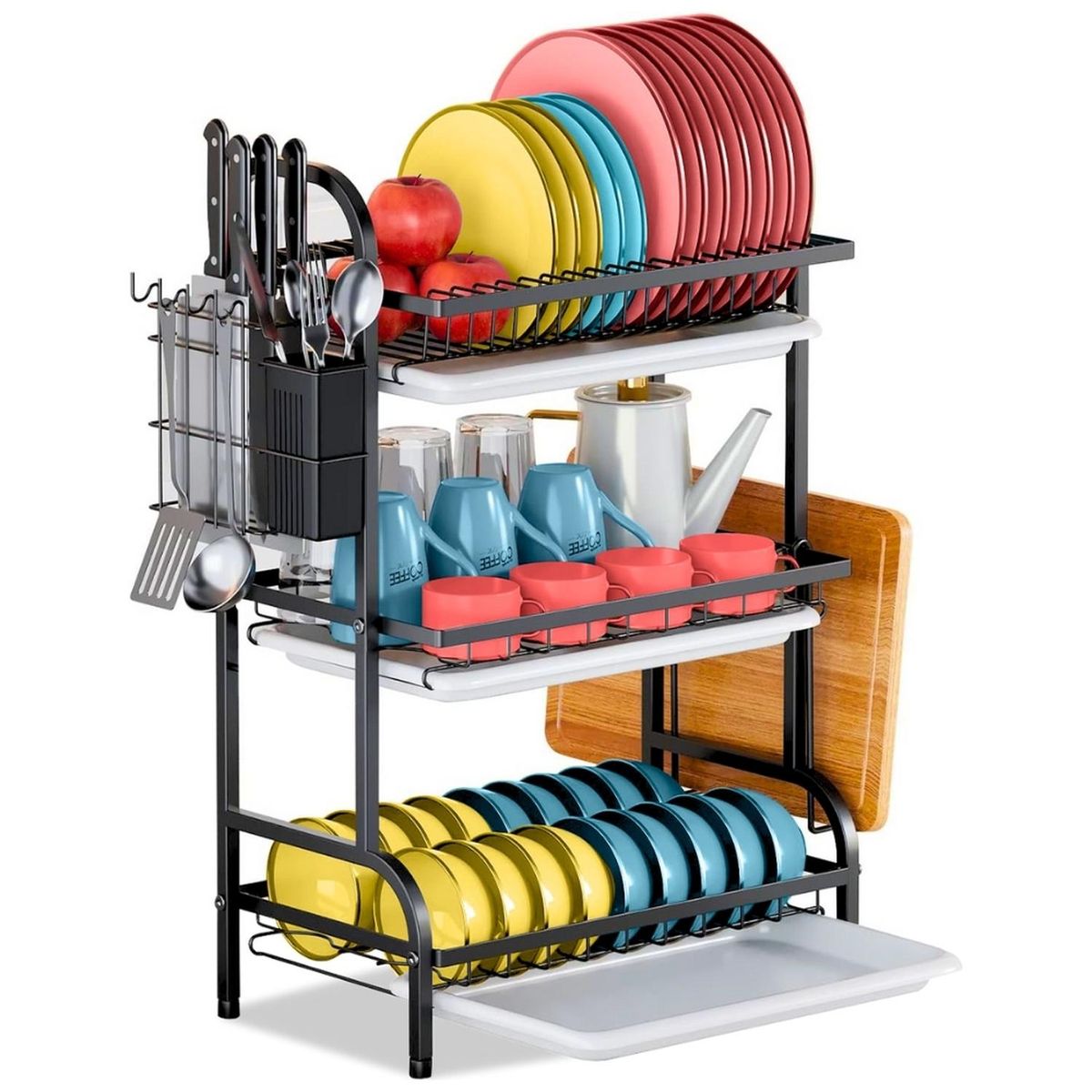 MINARI - Escurridor de Platos Elegante y Moderno para Cocina 3 Niveles 20E