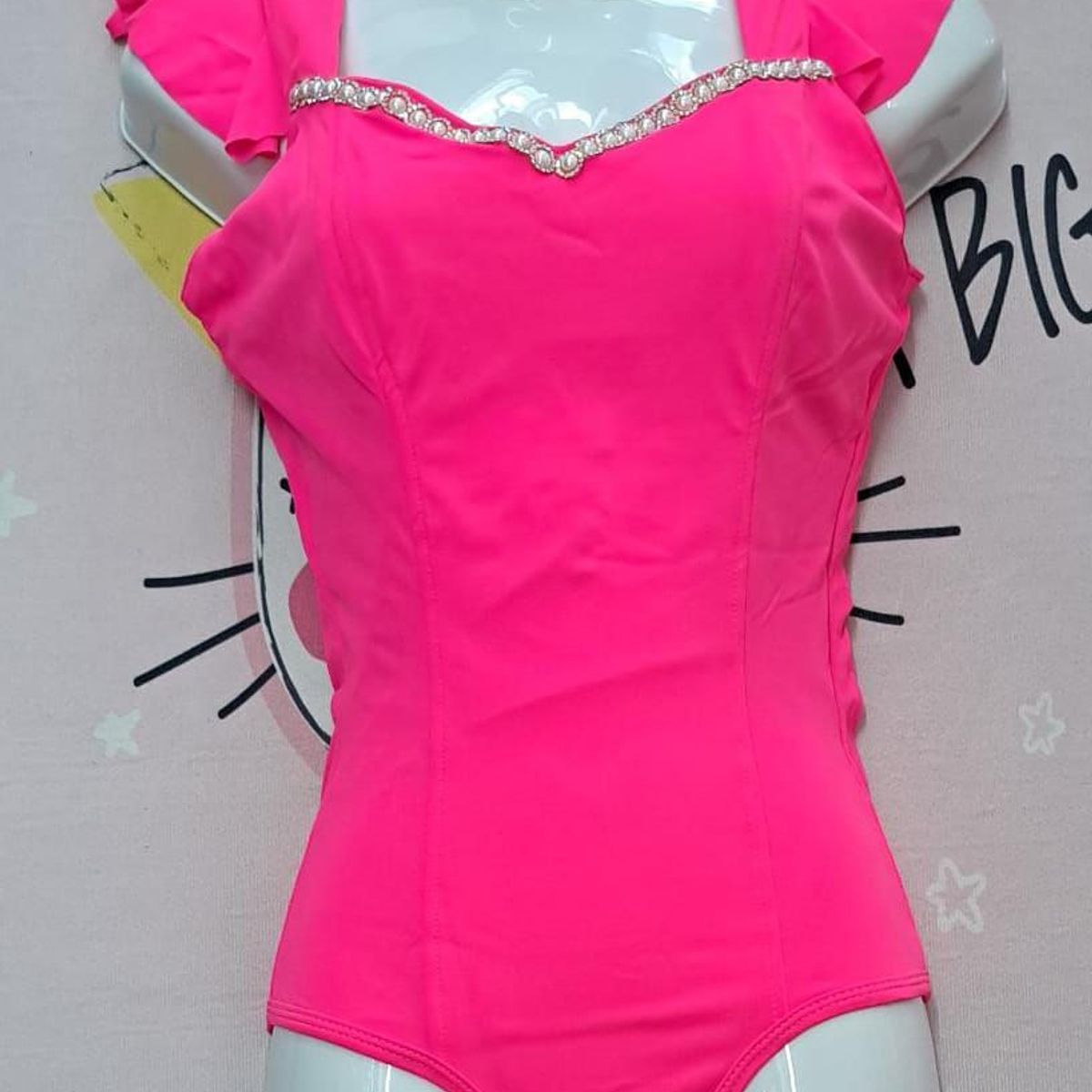 GENERICO - BODY ROSA NEON EXTERIOR  REDUCTOR FAJA  BRILLOS TALLA SM DeAlcoba