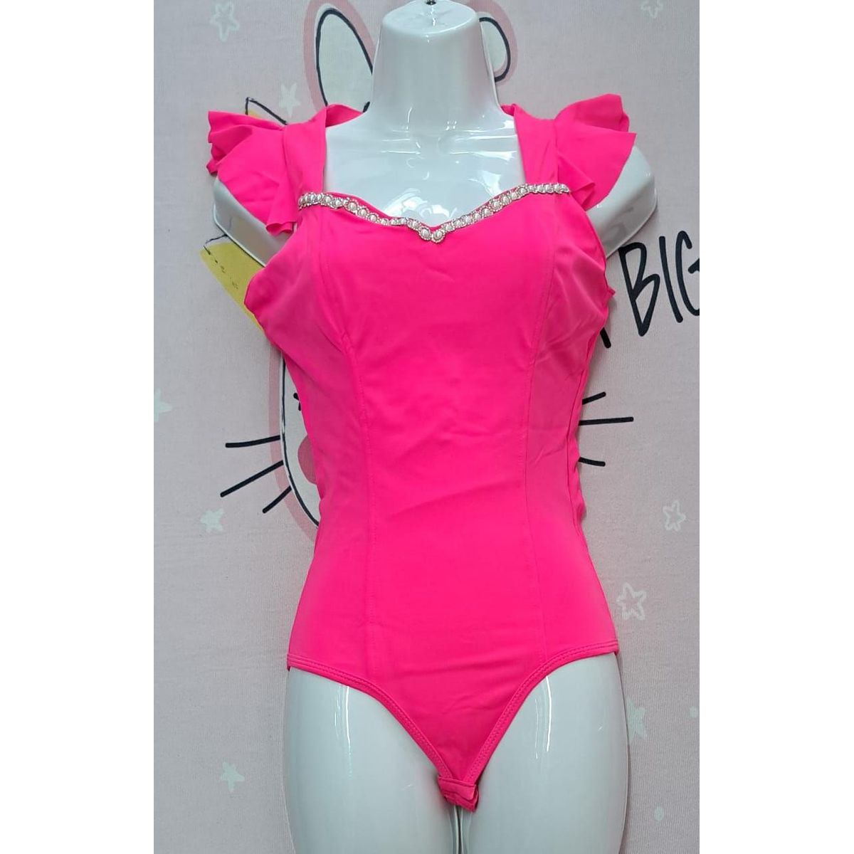 GENERICO - BODY ROSA NEON EXTERIOR  REDUCTOR FAJA  BRILLOS TALLA SM DeAlcoba