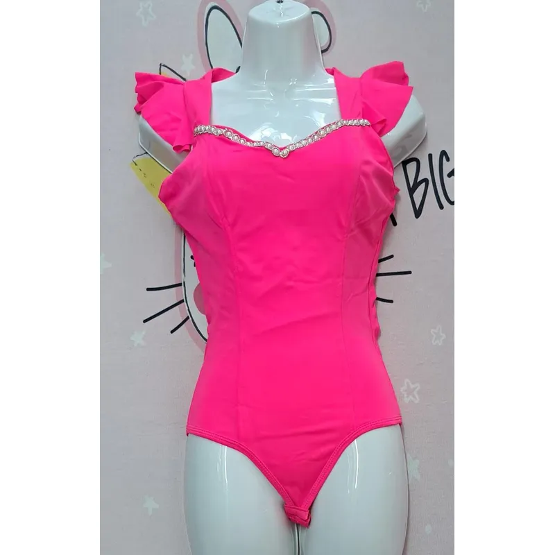 GENERICO - BODY ROSA NEON EXTERIOR  REDUCTOR FAJA  BRILLOS TALLA SM DeAlcoba