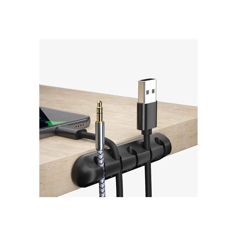 GENERICO - Organizador de Cable USB Autoadhesivo para Oficina o Escritorio Negro