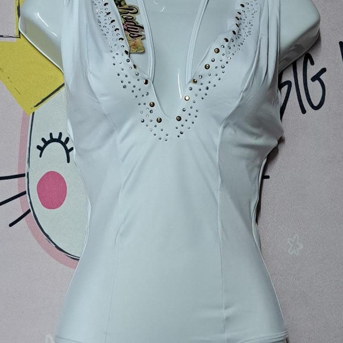 GENERICO - BODY BLANCO FAJA REDUCTOR EXTERIOR EN LYCRA  TACHAS TALLA SM DeAlcoba