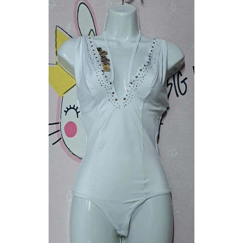GENERICO - BODY BLANCO FAJA REDUCTOR EXTERIOR EN LYCRA  TACHAS TALLA SM DeAlcoba