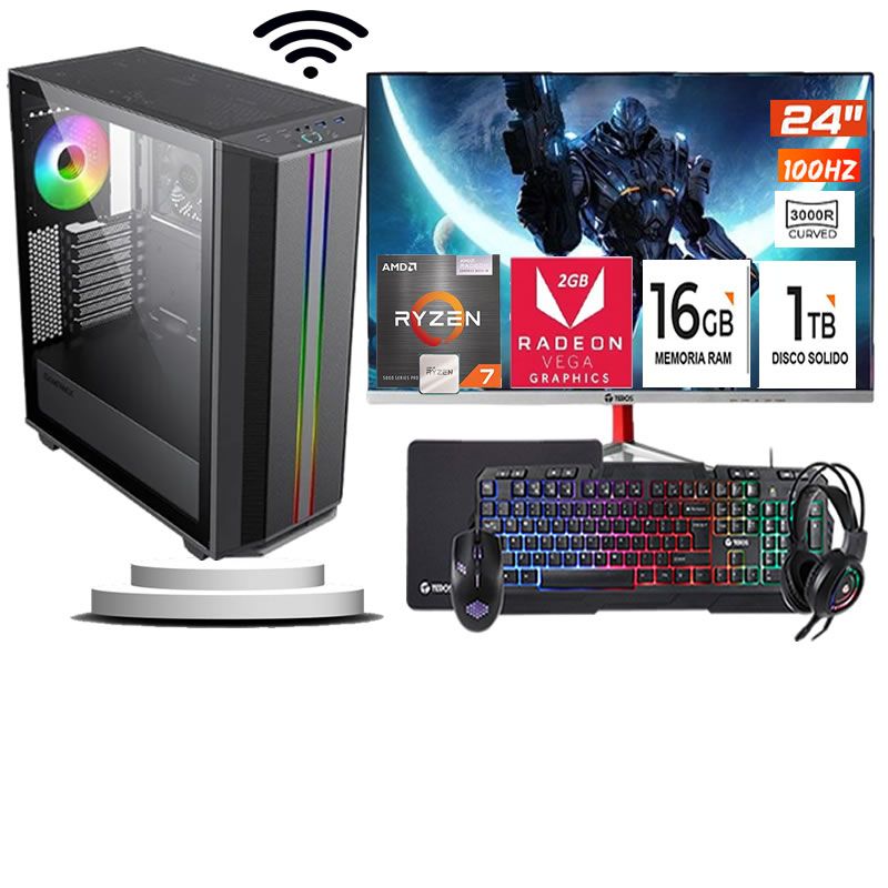 AMD - Computadora ryzen 7 5700g ram 16gb ssd 1TB monitor 27 full hd
