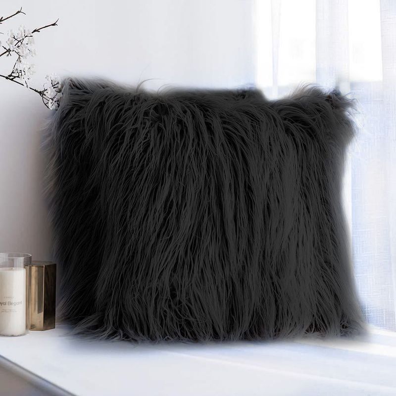 GENERICO - cojín cuadrado peluche angora 30x30 Negro