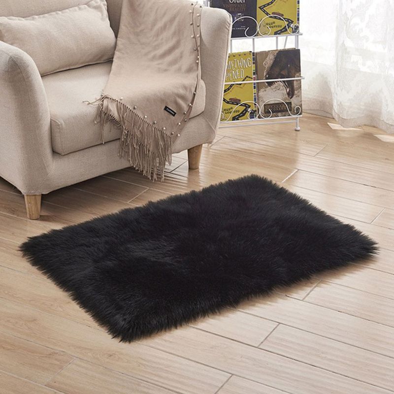 GENERICO - ALFOMBRA ACOLCHADA DE PELUCHE ANGORA CUADRADA  1,00mx1.00m Negro