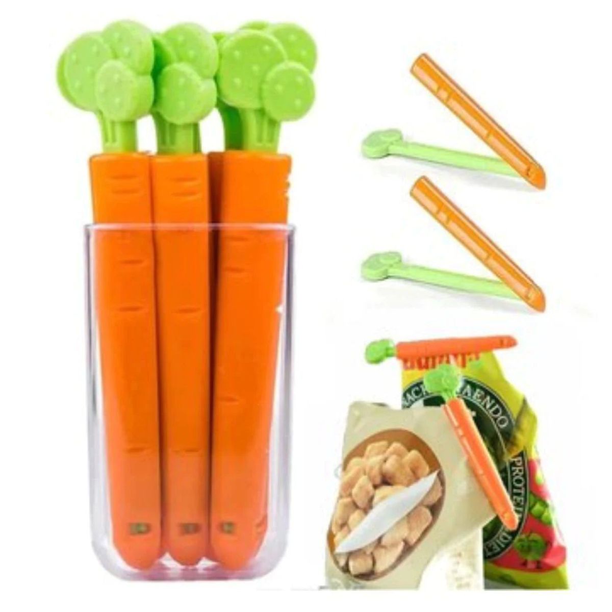 GENERICO - Clip sellador de bolsas en forma de Zanahoria X5