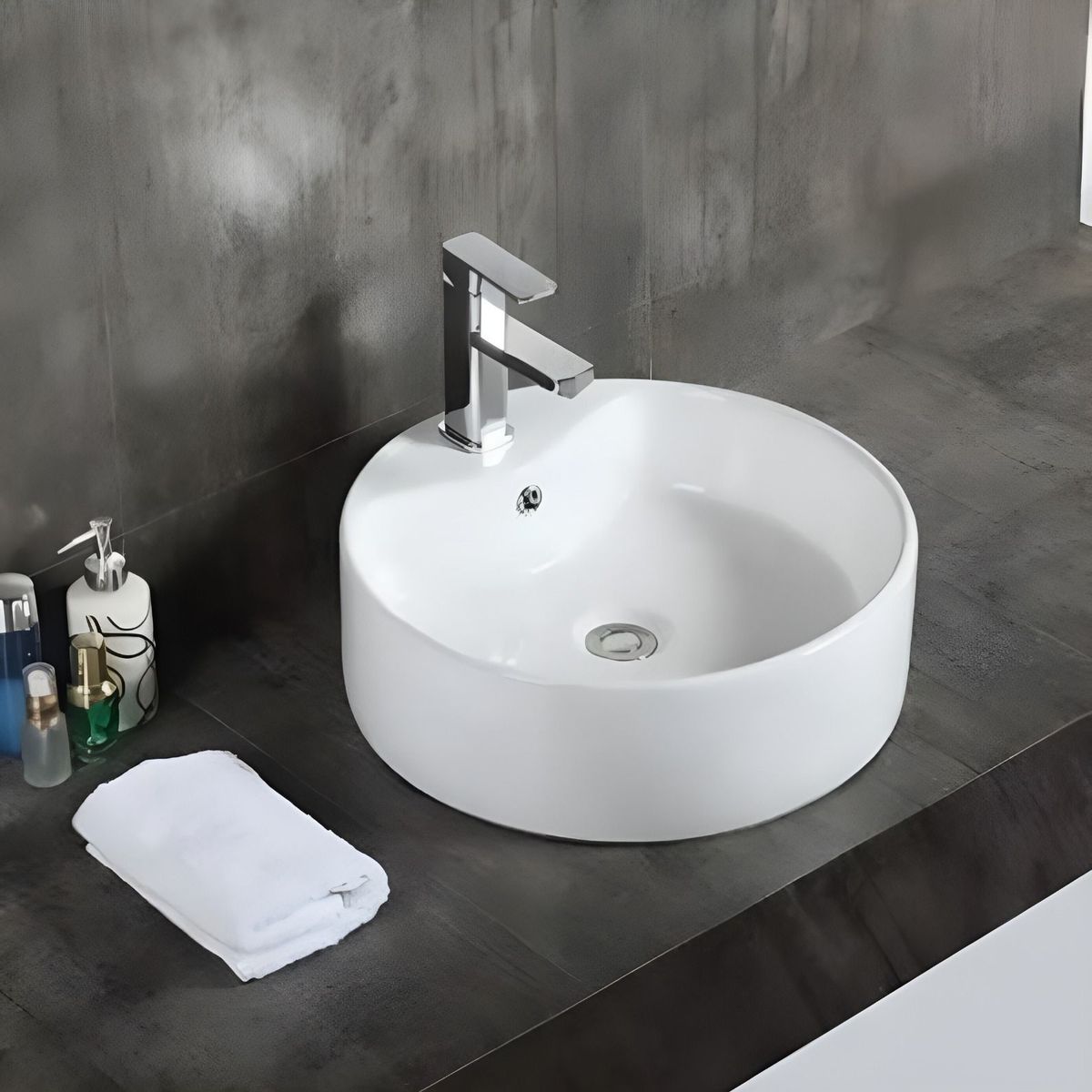 GREEN HOUSE - COMBO DE LAVATORIO REDONDO MAS GRIFERIA Y DESAGUE