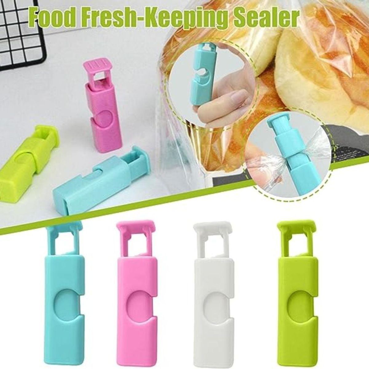 GENERICO - Clips sellador de bolsas con Resorte Abrazadera Portatilers  X4