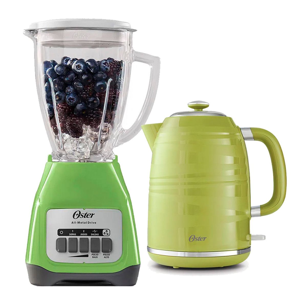 OSTER - Kit Licuadora  BLSTKAGKPB mas Hervidor Electrico BVSTKT4177K Verde