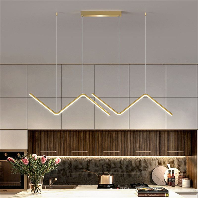 MMDH - Luz de techo de araña de comedor de línea de onda led 26w oro