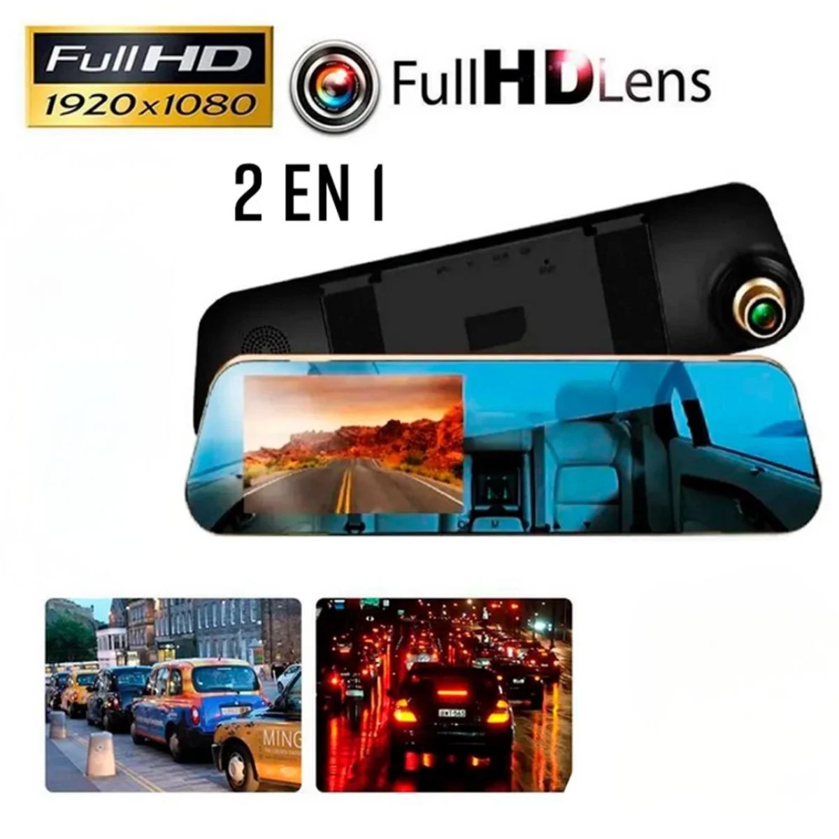 SEISA - Espejo Retrovisor Con Camara Delantes y Trasero Con Vision Nocturna MY-7356