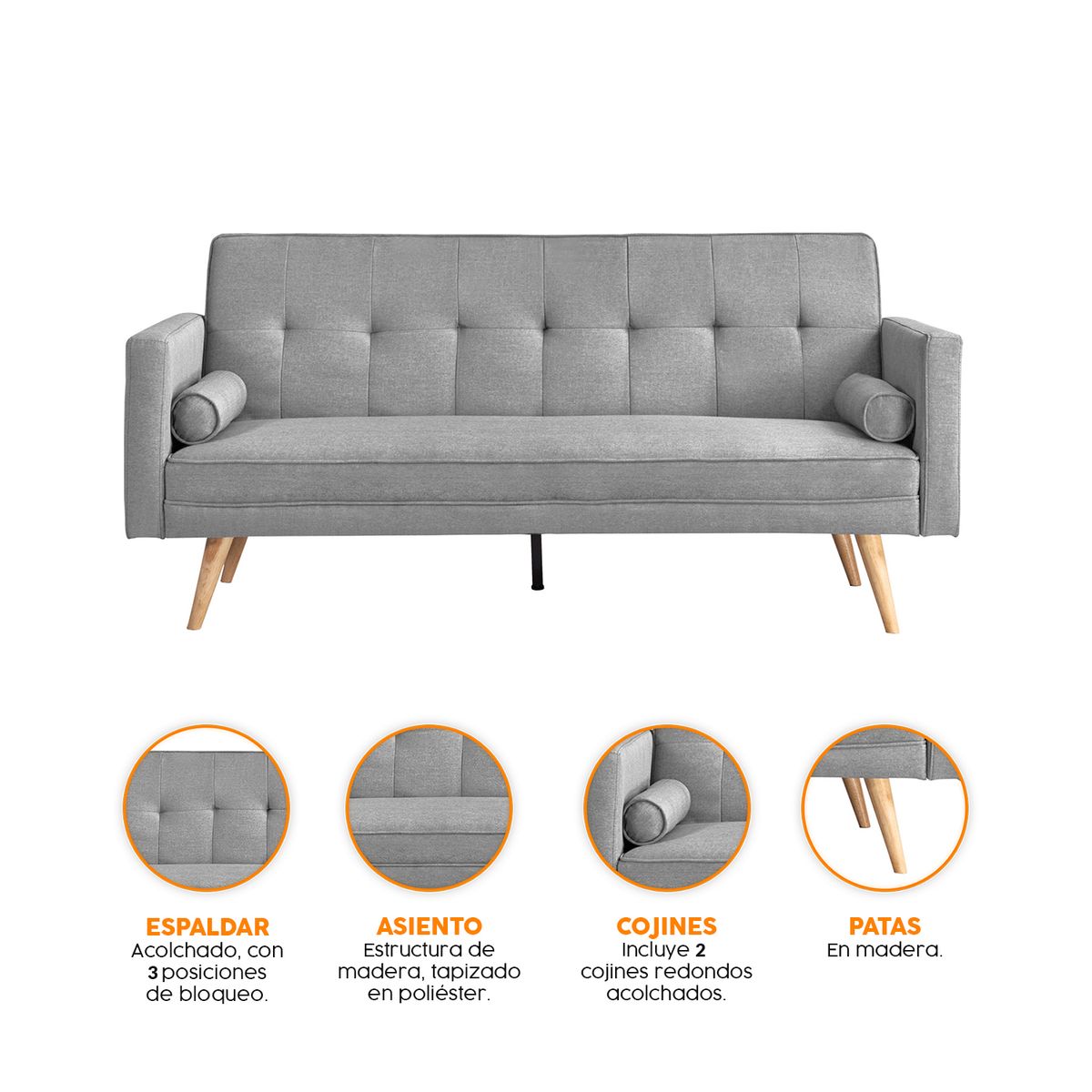 BONNO - Futon Venecia Gris Bonno