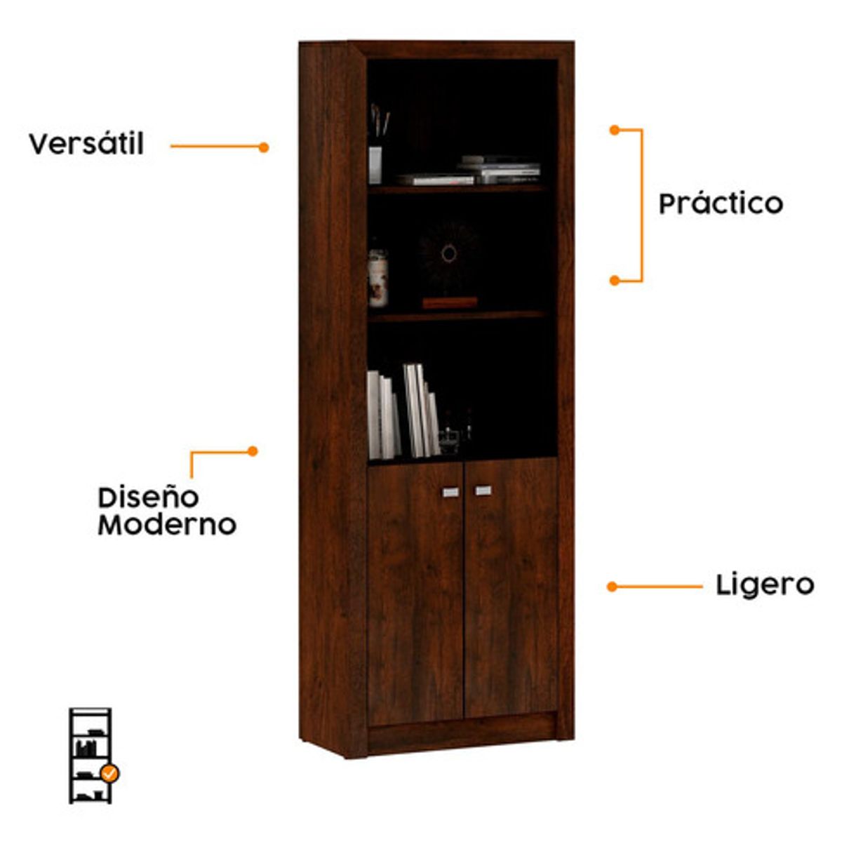 BONNO - Librero Biblioteca Harrison Rustico Bonno