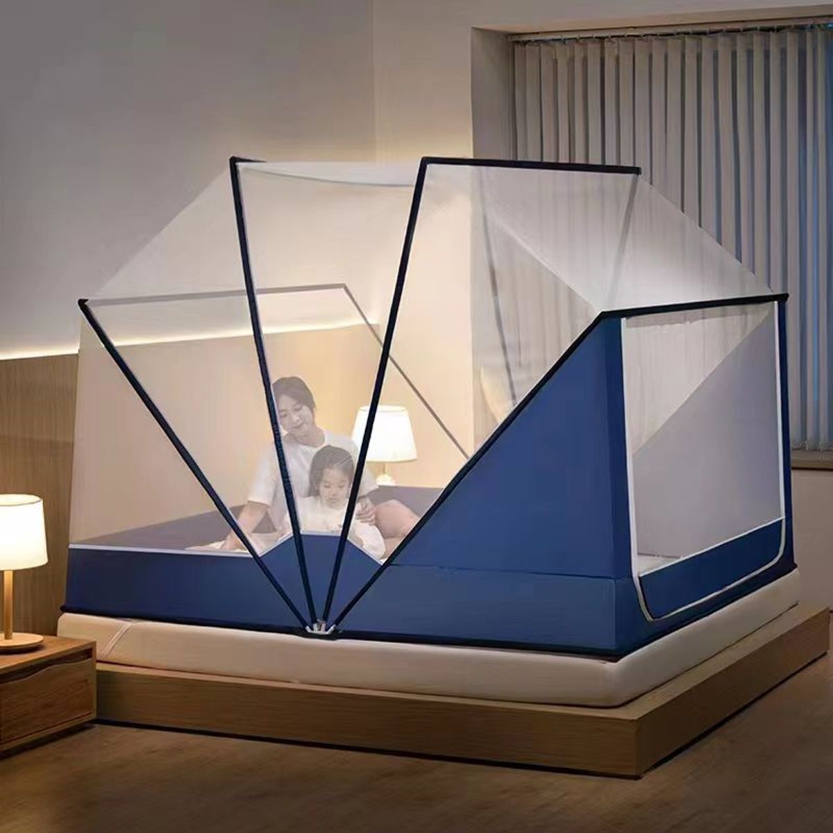 CASATEX - MOSQUITERA PORTÁTIL PLEGABLE Para Cama de 2Plz BLUE