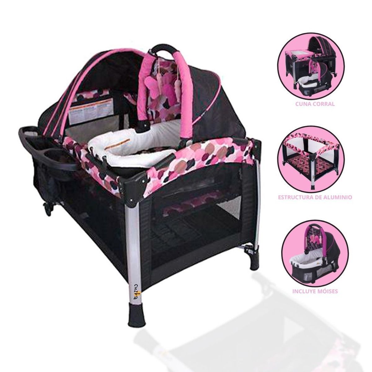 EVEZO - Cuna Corral Para Bebés «ZYBELA» Pink