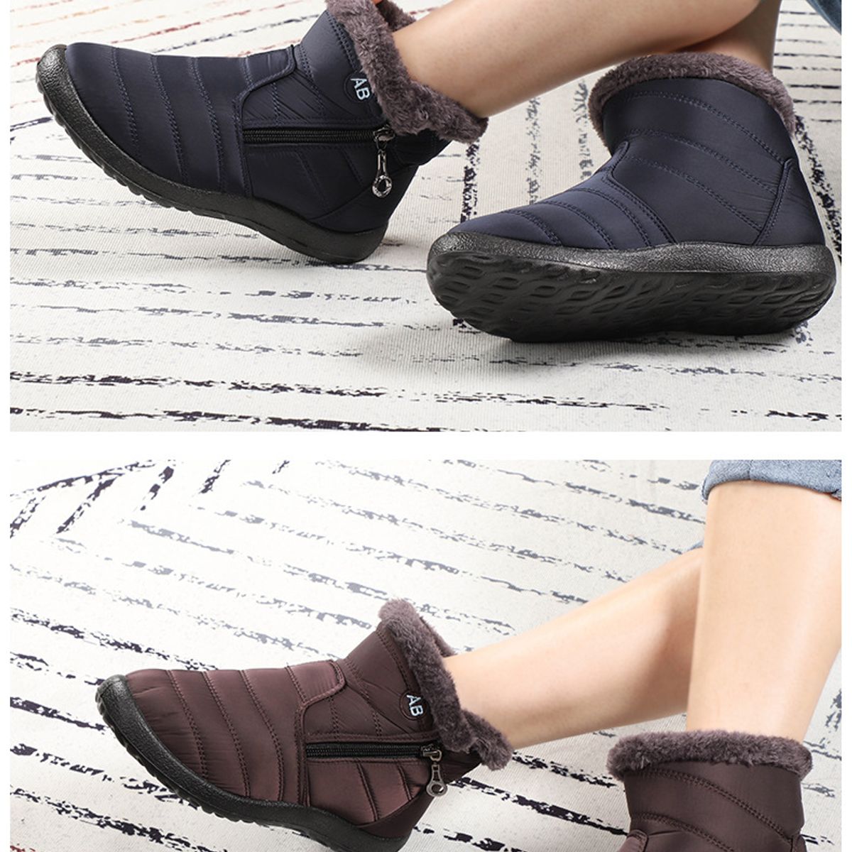 BLWOENS - Botas impermeables por dentro forradas con chiporro para mujer - marrón