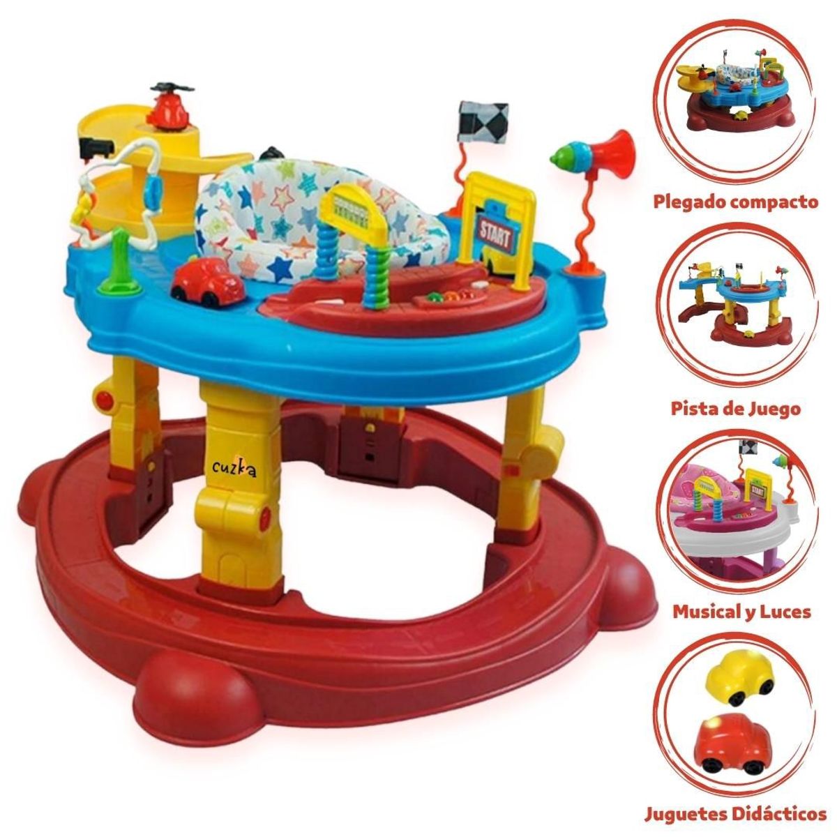 BEAUTIFUL - Andador Saltarín Para Bebé 5 en 1 «CARRUSEL 360°» Red