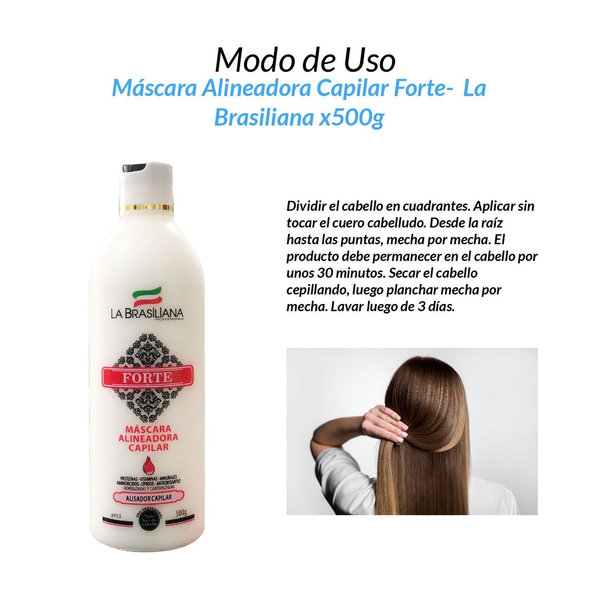 LA BRASILIANA - Máscara alineadora capilar Forte - La Brasiliana x500g