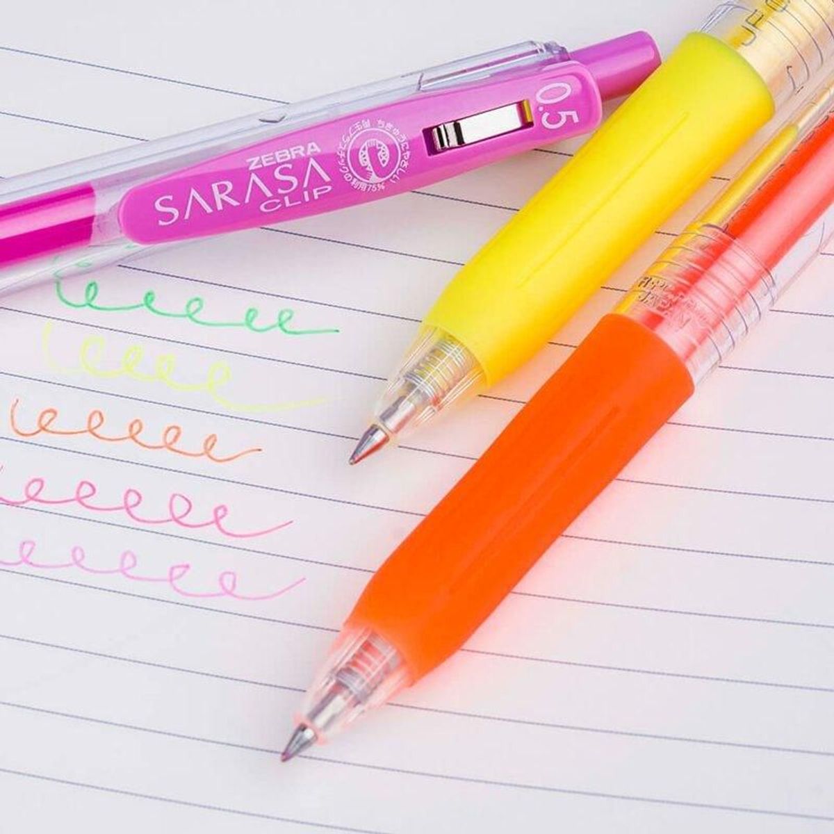 ZEBRA - Set 5 lapiceros tinta gel ZEBRA SARASA Neón