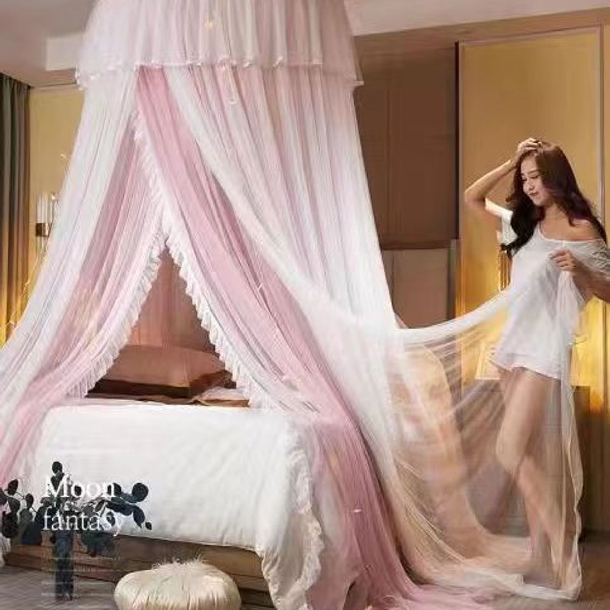 CASATEX - MOSQUITERO PRINCESA Para Cama de QUEEN PINK