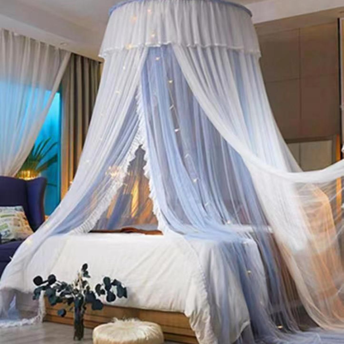 CASATEX - MOSQUITERO PRINCESA Para Cama de QUEEN BLUE