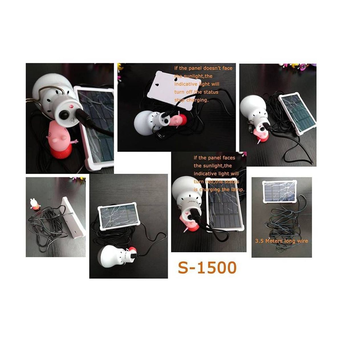 HOME NEAT - Lámpara solar portátil bombilla led panel solar recargable