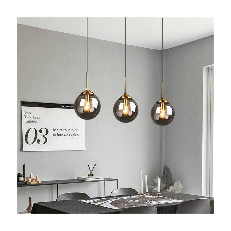 MMDH - Dormitorio cocina lámpara de araña con bola de cristal 111-GRAY