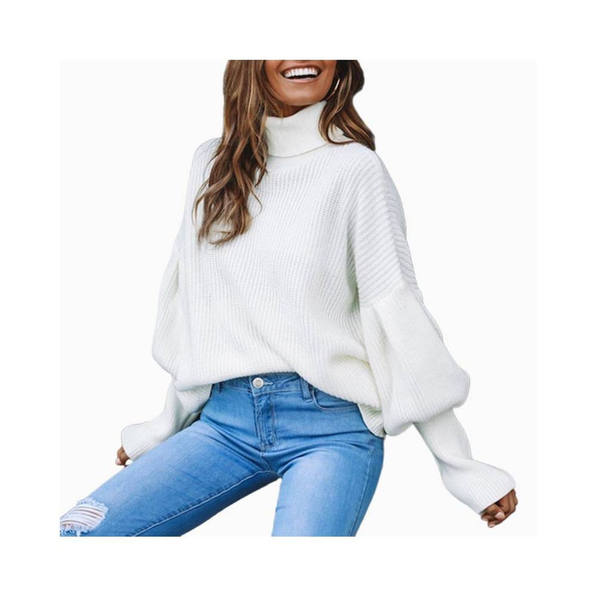 BLWOENS - Suéter casual para mujeres - Blanco