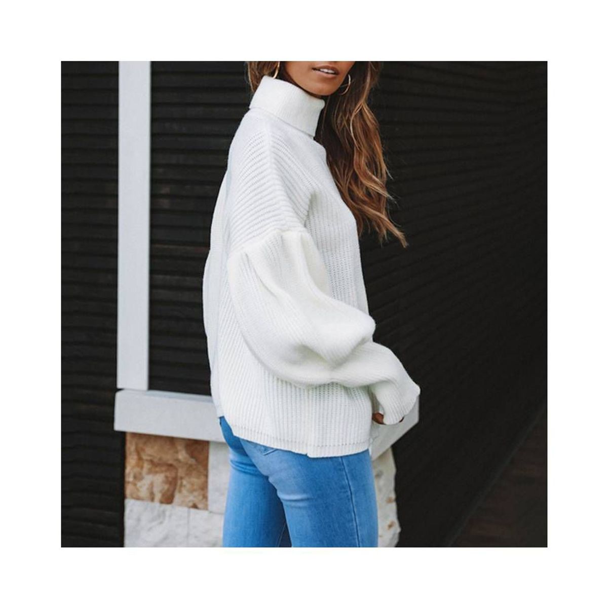 BLWOENS - Suéter casual para mujeres - Blanco