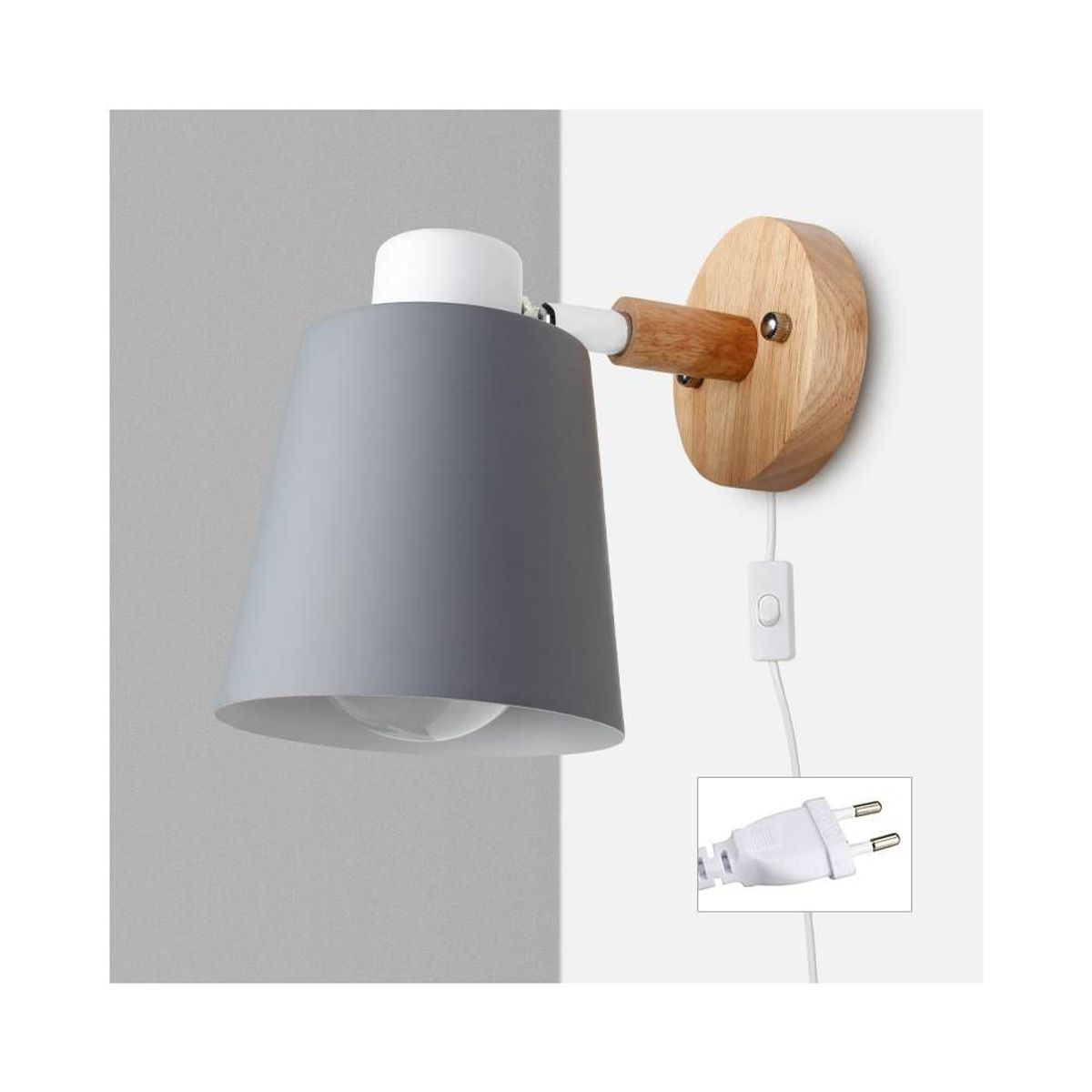 PUREPOWER - Nórdico Lámpara de pared con enchufe lámpara de pared de hierro E27