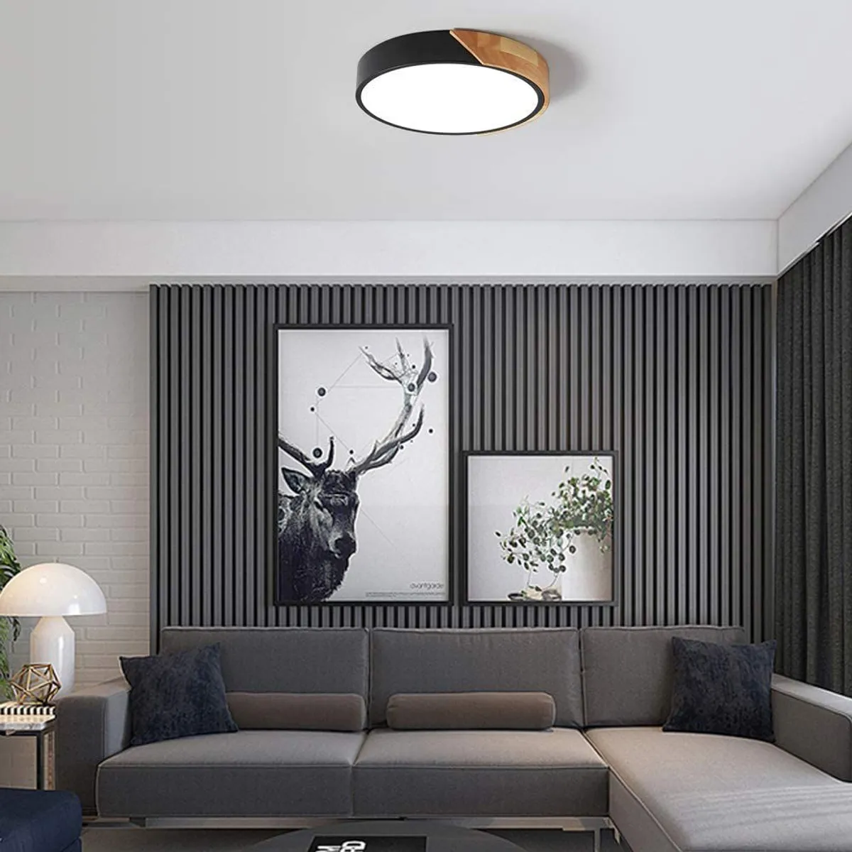 HOME NEAT - Lámpara de Techo LED Moderna Ø23cm 3 Colores para Habitacion Negro