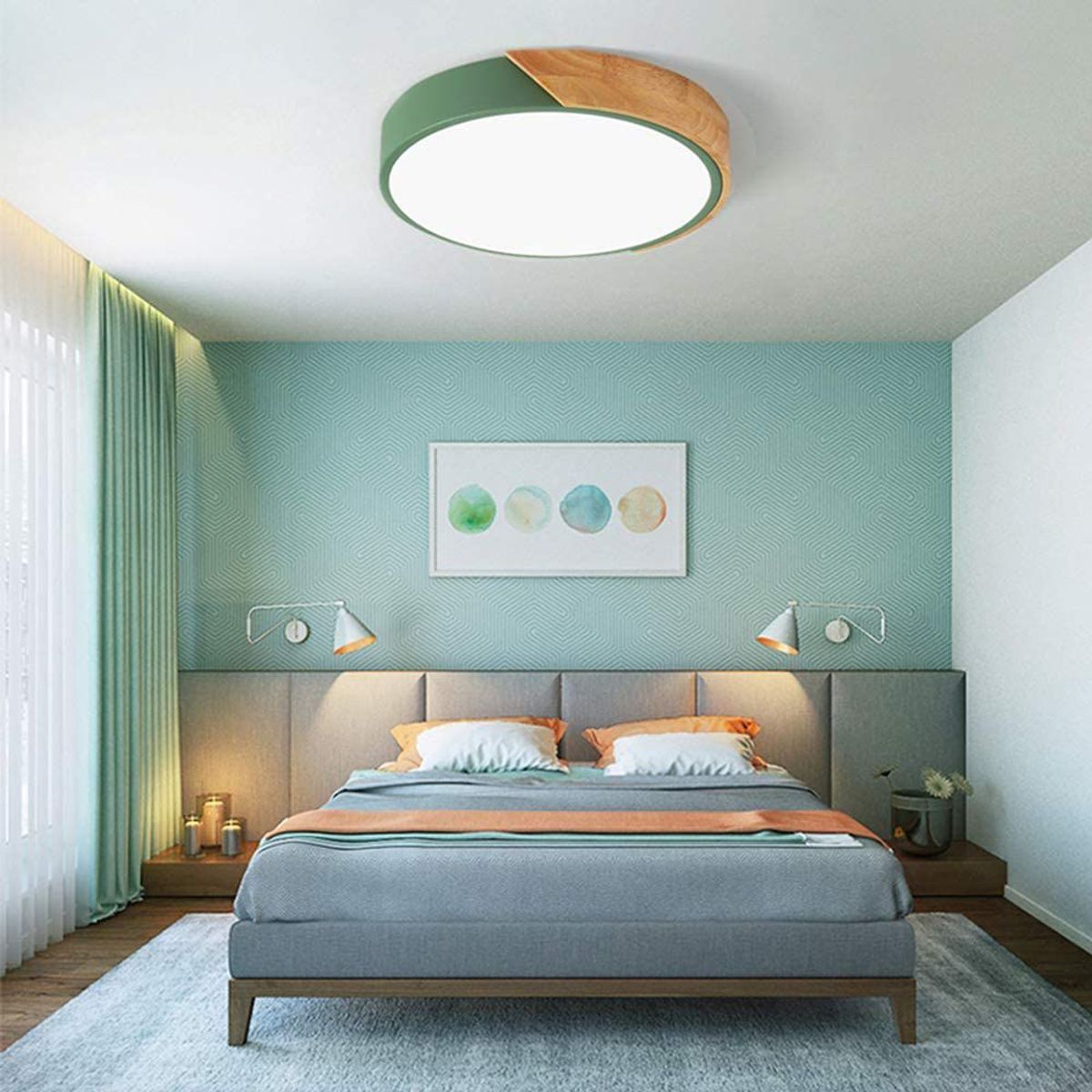 HOME NEAT - Lámpara de Techo LED Moderna Ø23cm 3 Colores para Habitacion Verde