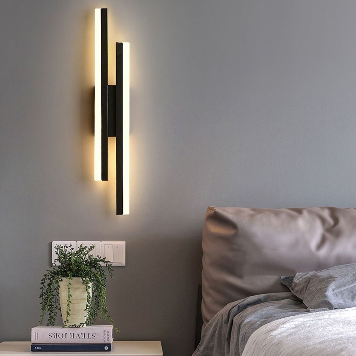 HOME NEAT - Lámpara de pared LED 16W 3 colores Para Salon Dormitorio Negro
