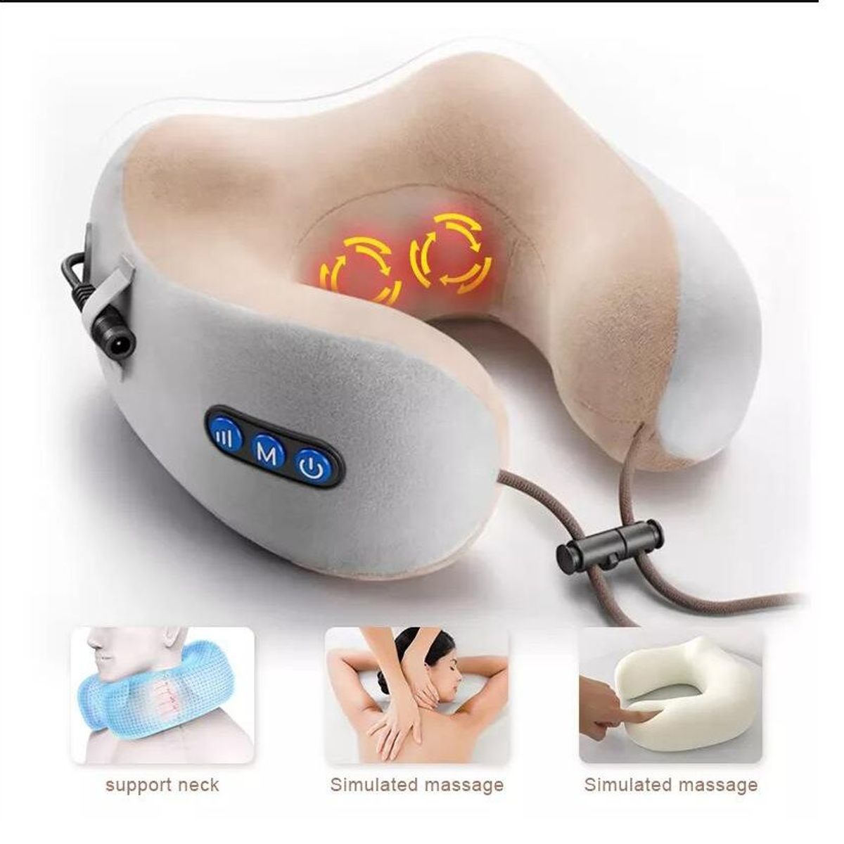 OEM - Masajeador de Cuello en Forma U para viajes recargable Marron