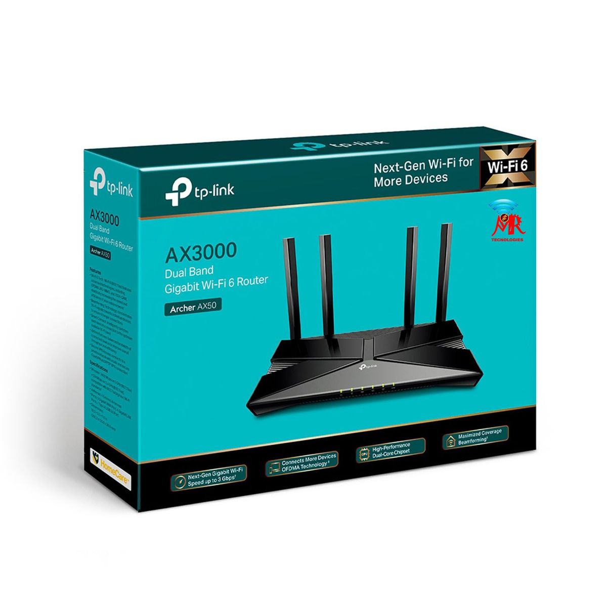 TP LINK - Archer AX50 ROUTER TP-LINK AX3000 Doble Banda Gigabit Wi-Fi 6