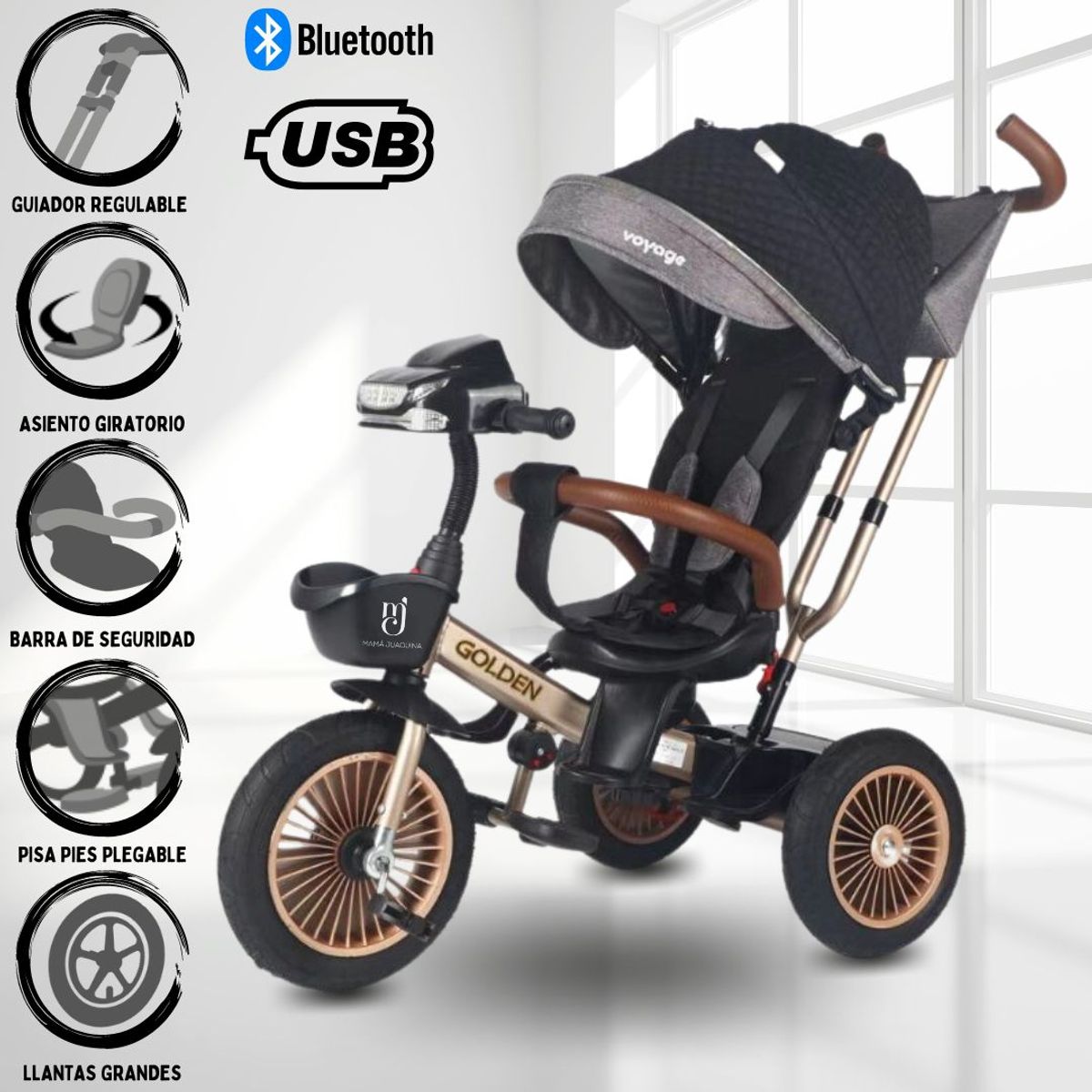 VOYAGE - Triciclo Giratorio Voyage «GOLDEN II NEW» Black