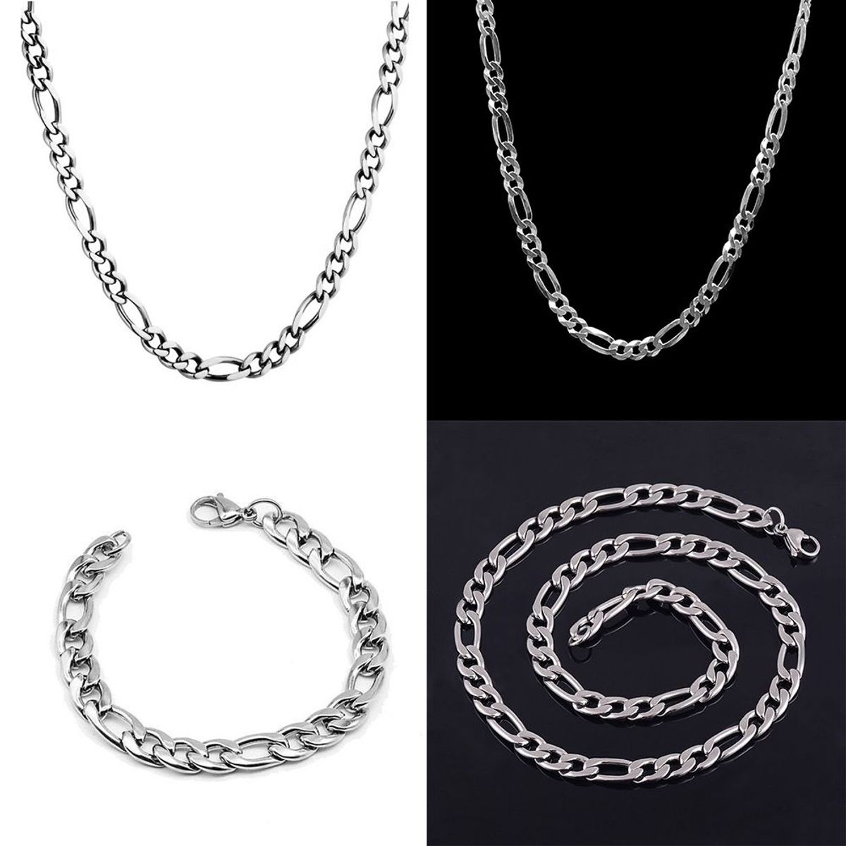 GENERICO - Collar mas pulsera cartier de 5mm en acero inoxidable