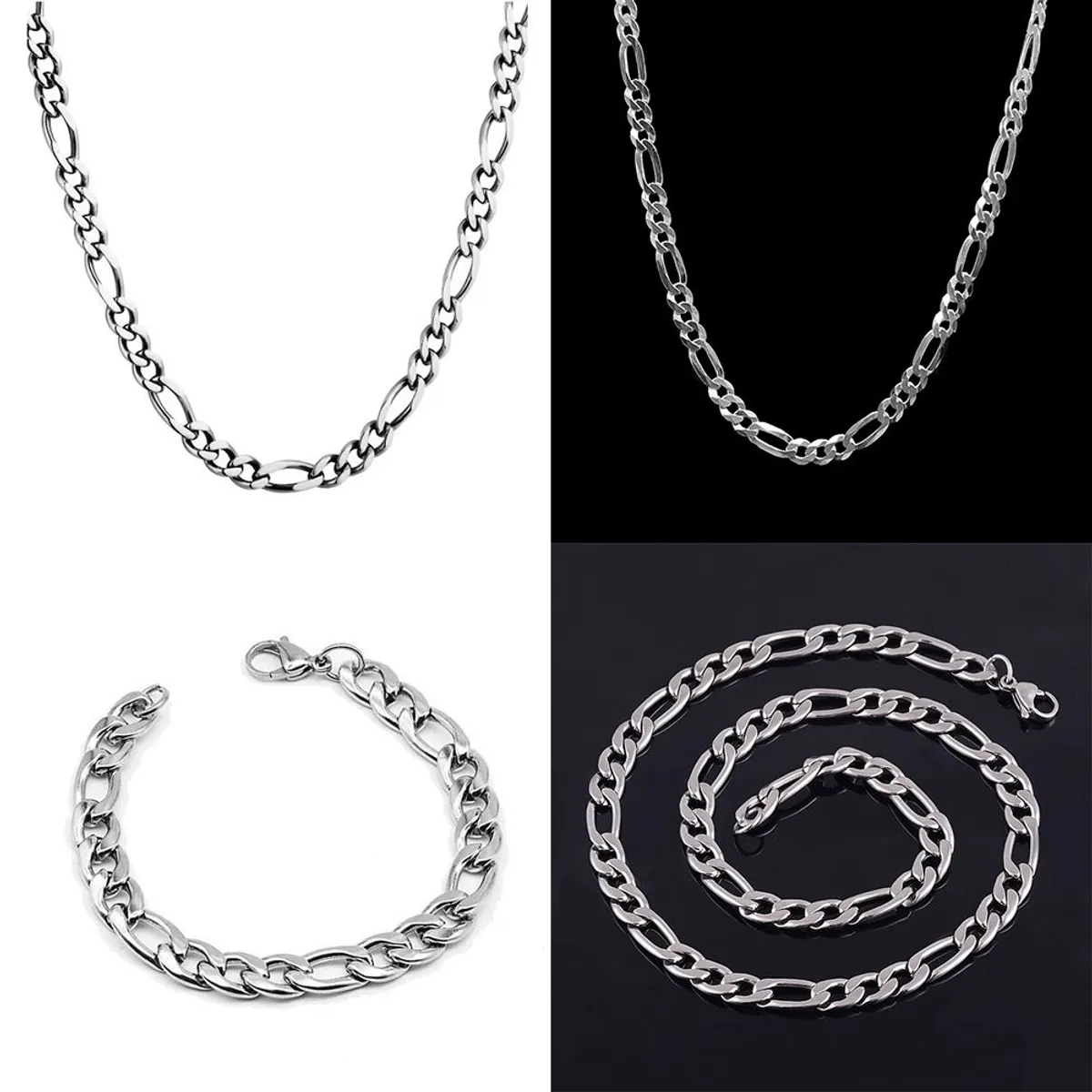 GENERICO - Collar mas pulsera cartier de 5mm en acero inoxidable